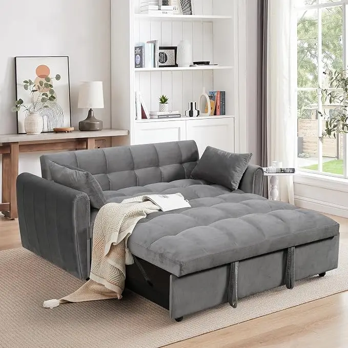 65 Inch Convertible Sleeper Sofa, 3-in-1 Sleeper Loveseat