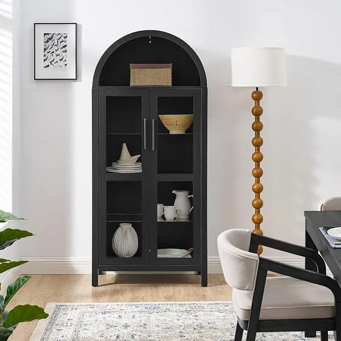 67" Black Tall Display Cabinet