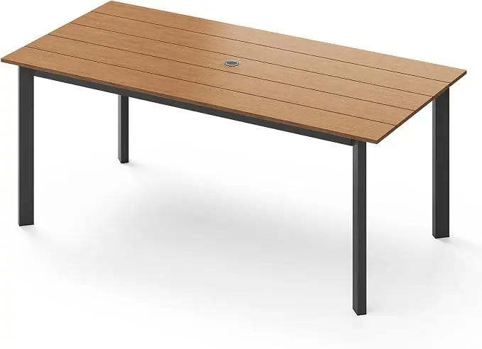 67" Rectangle HDPS Patio Dining Table, Aluminum Outdoor Patio Dining Table