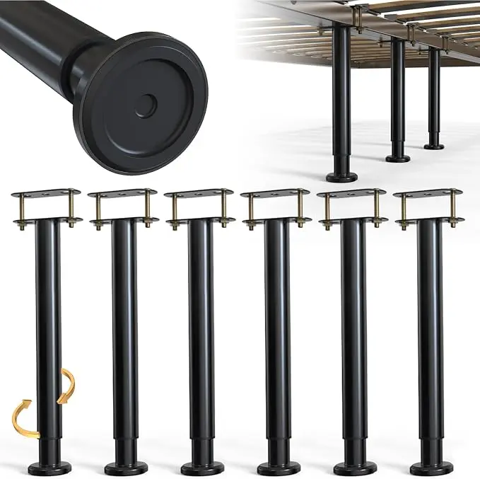 6Pcs Bed Frame Support Leg, Adjustable 14" to 23.6", Increase Under-Bed Storage