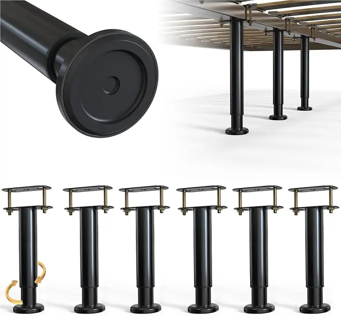 6Pcs Bed Frame Support Leg, Adjustable Height 5.8"-9", Extra Sturdy Steel Bed