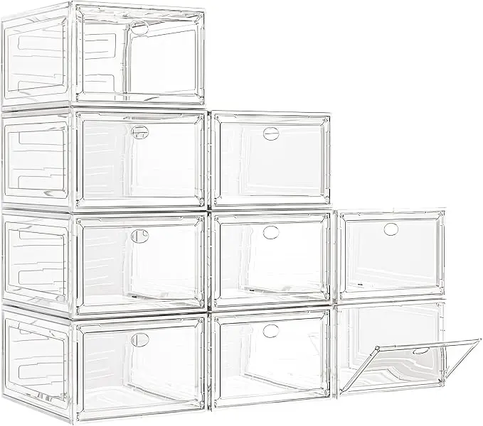 7 code Large Clear Shoe Boxes Organizer【Thicker Material】 Stronger Shoe Box