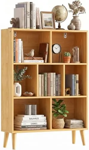 7 Cube Storage Organizer Shelf,Open Cube Bookshelf with Legs
