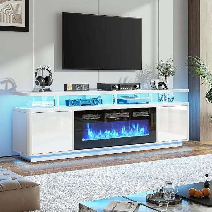 70" Fireplace TV Stand with Double LED Lights