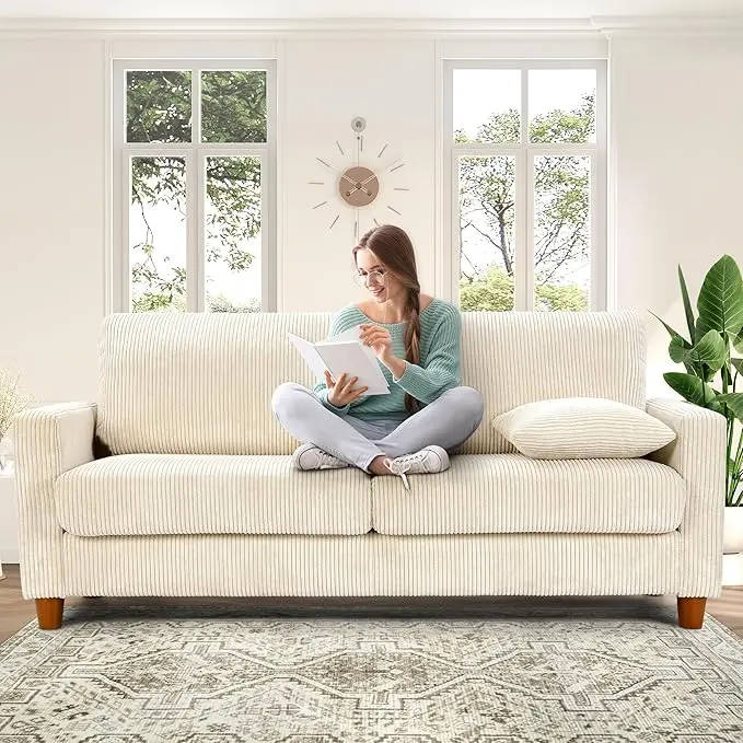 70in Corduroy Couch, Kidirect Sofa No Tool Assembly, Comfy Couches
