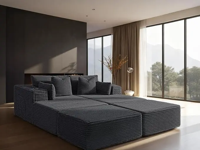 72" Cloud Sectional Couch, Comfort Sleep Sofa