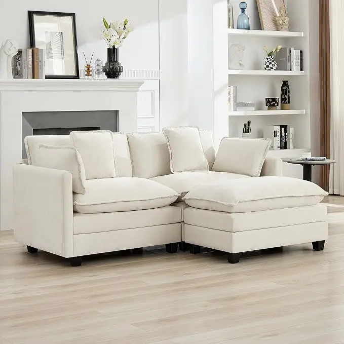 76'' Cloud Deep Seat Loveseat, Upholstered Chenille Modular 2-Seats Sectional