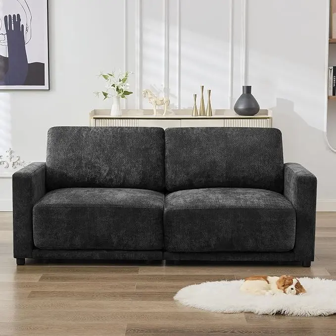 77.4" Chenille Modular Loveseat Oversized Upholstered 2 Seater Sectional Sofa