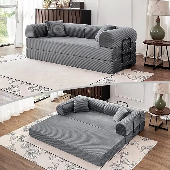 79'' Convertible Couch Bed, 5 in 1 Modular Floor Sofa, Folding Sleeper Couch