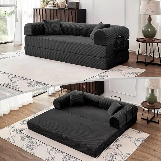 79'' Convertible Sofa Bed, 5-in-1 Folding Boneless Couch, Pull Out Floor Sleeper