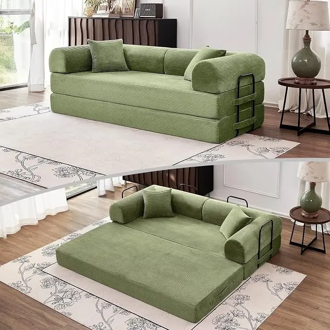 79'' Corduroy Sleeper Couch Bed, No Assembly Modular Floor Sofa