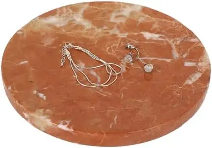 8 Inch Marble Bathroom Tray for Counter Round Vanity Tray for Home Decor