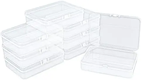8 Pack Rectangular Clear Plastic Storage Containers Box