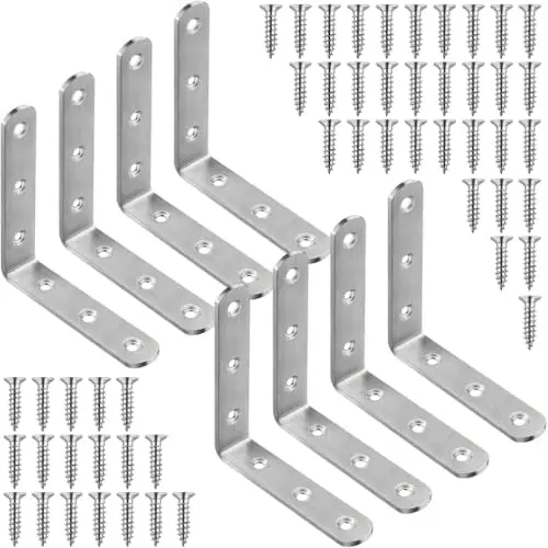 8 Pcs L Brackets 4x4 Inch Stainless Steel Corner Brackets