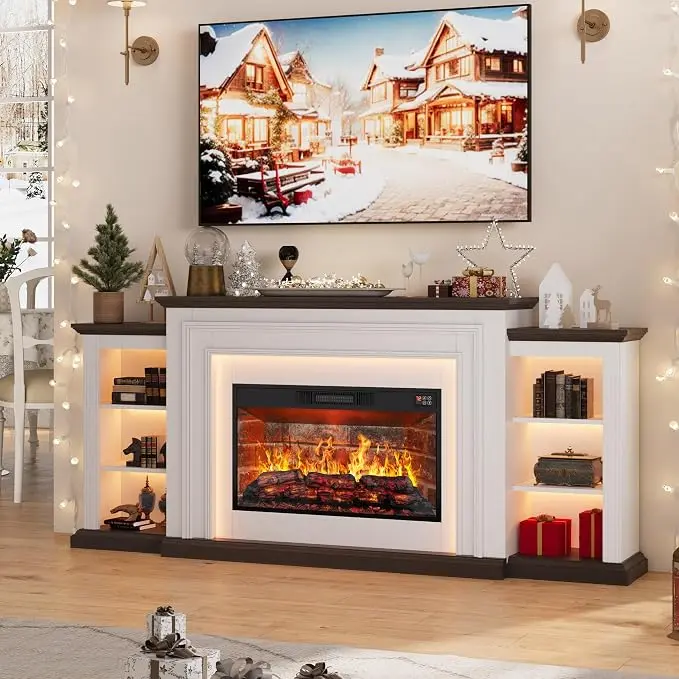 80" LED Lights Electric Fireplace