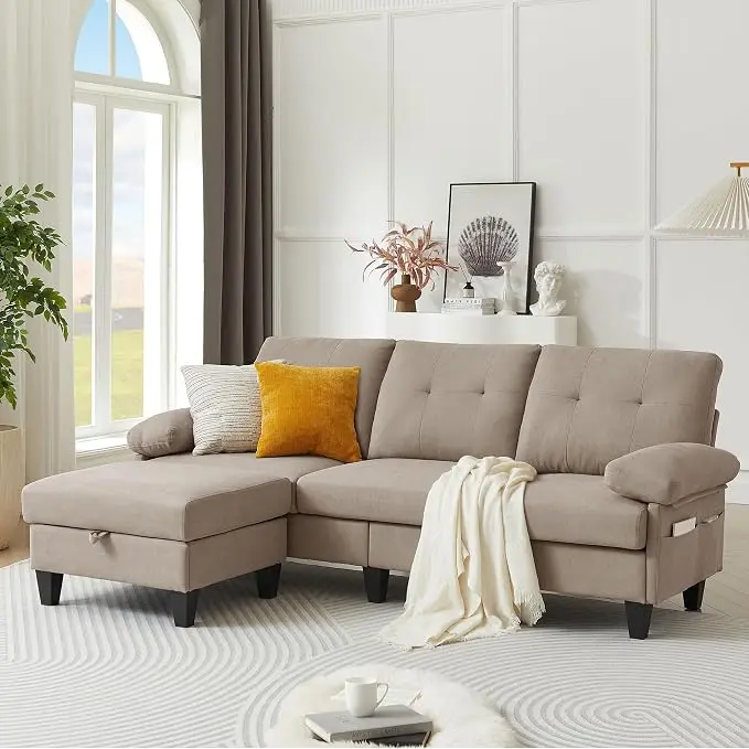 84" Convertible Sectional Sofa, Deep 3-Seat L Shaped Sectional Couch