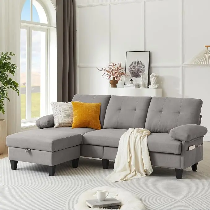 84" Convertible Sectional Sofa, Deep 3-Seat L Shaped Sectional Couch