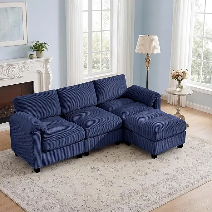 87.5'' L Shaped Modular Sectional Sofa, 3 Seater Cloud Couch