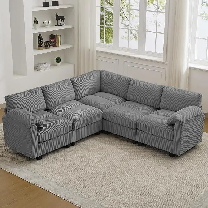 87'' V-Shaped Sectional Sofa Couch, 5-Seater Modular Couches