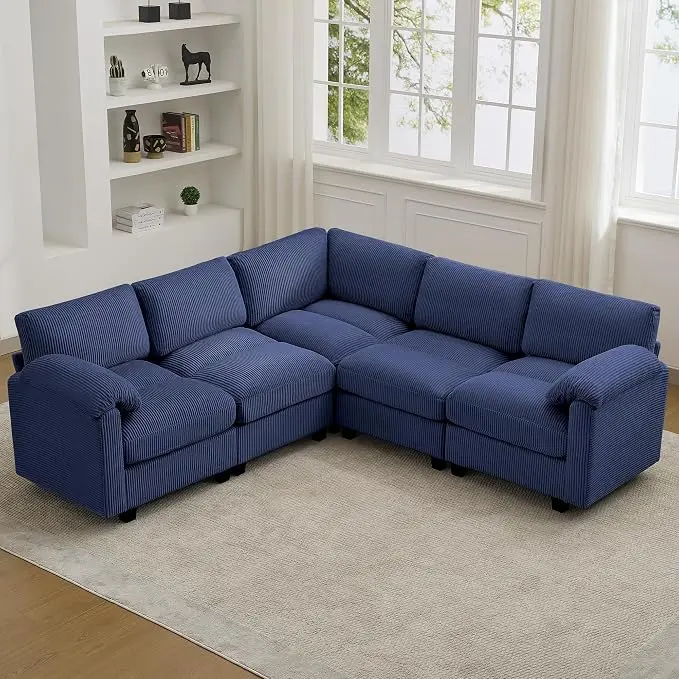 87'' V-Shaped Sectional Sofa Couch, 5-Seater Modular Couches