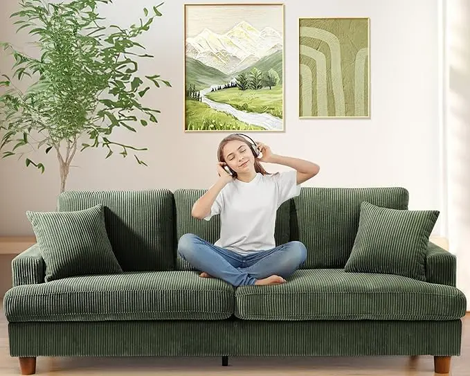 87in Corduroy Couch, Kidirect Sofa No Tool Assembly, Comfy Couches