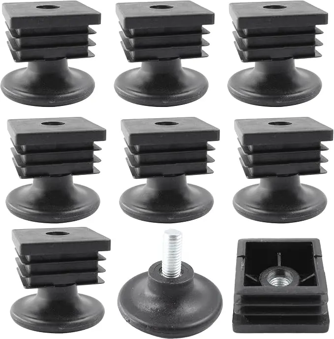 8Pcs Adjustable Leveling Feet 38 x 38mm Square Insert Kit Furniture Glide