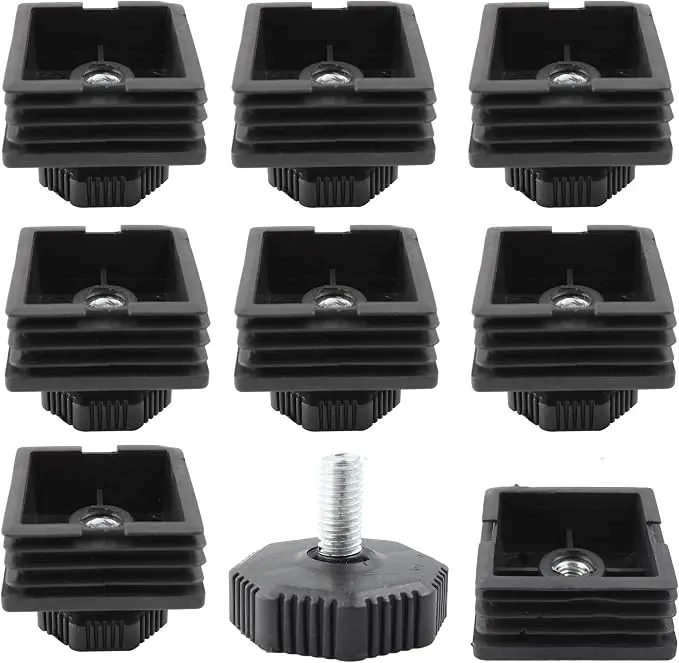 8Pcs Adjustable Leveling Feet 50 x 50mm Square Insert Kit Furniture Glide