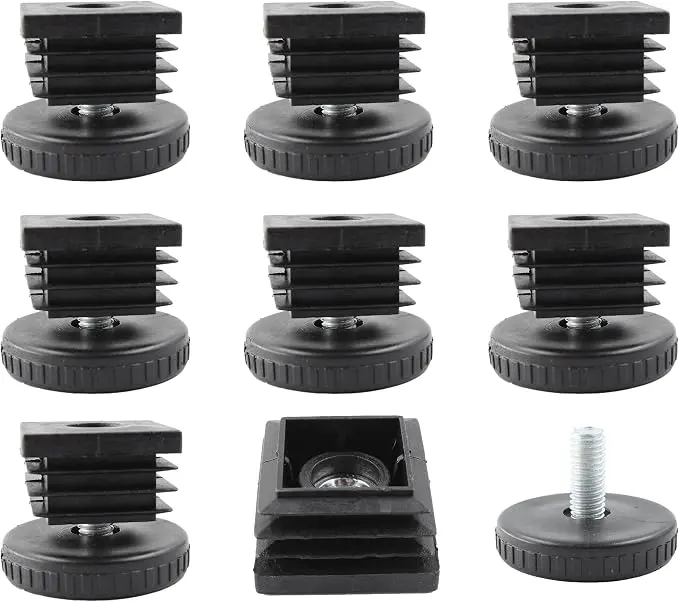 8Pcs Adjustable Leveling Feet, Square Insert Kit, Furniture Glide Leveler