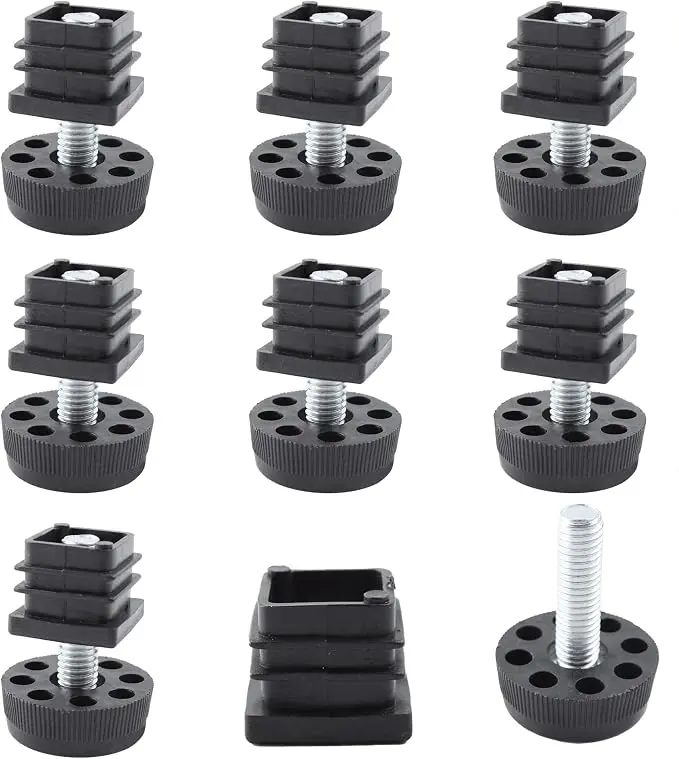 8Pcs Adjustable Leveling Feet, Square Insert Kit, Furniture Glide Leveler