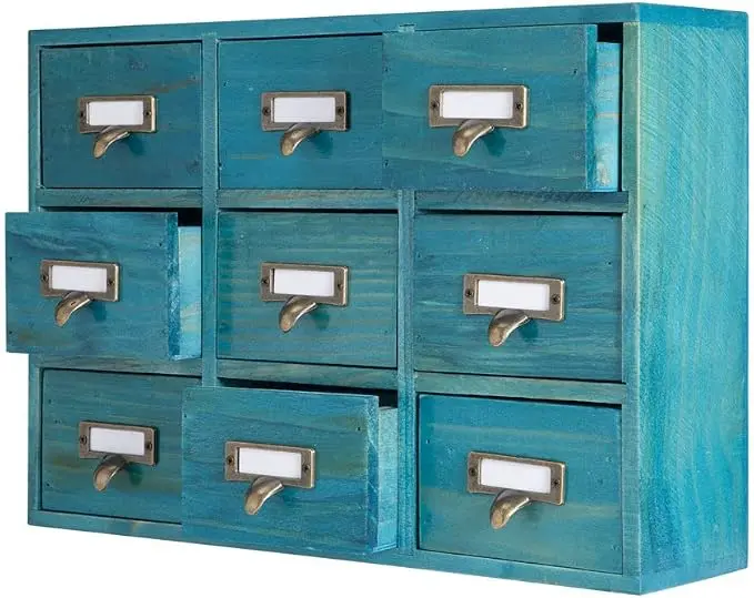9 Drawers Library Card Catalog Cabinet