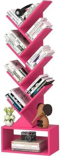 9-Tier Tree Bookshelf Floor Standing Narrow Space Storage Bookcase