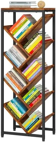 9 Tier Tree Bookshelf with Top Shelf,Brown TBC002H