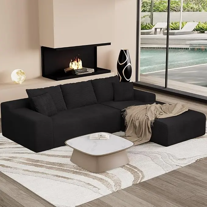 96" L Shaped Modular Sectional Sofa, Boneless Cloud Couch