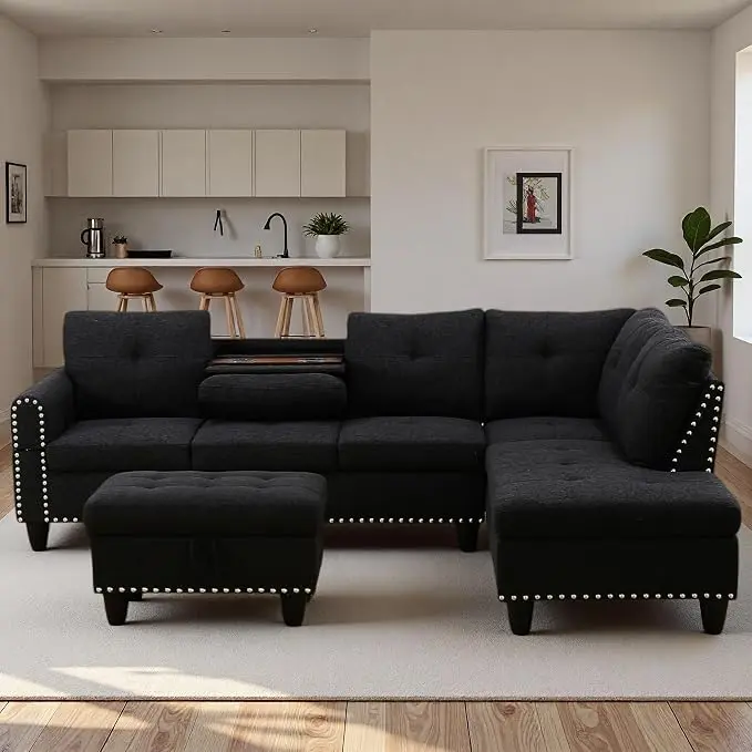 97.5" L Shaped Couch Set, Modular Sectional Couches