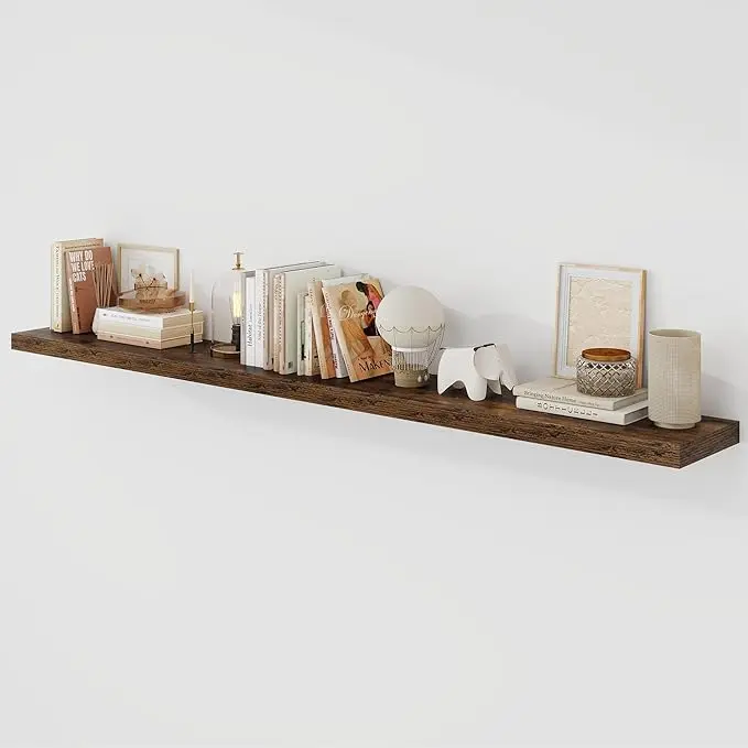 Acovy 72 Inch Floating Shelves, 9.3" Deep Floating Shelf Wall Mounted, Rustic