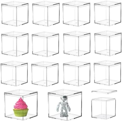 Acrylic Box Clear Display Boxes with Lids Acrylic Square Cube Acrylic Decorative Storage Boxes for Candy and Tiny Jewelry
