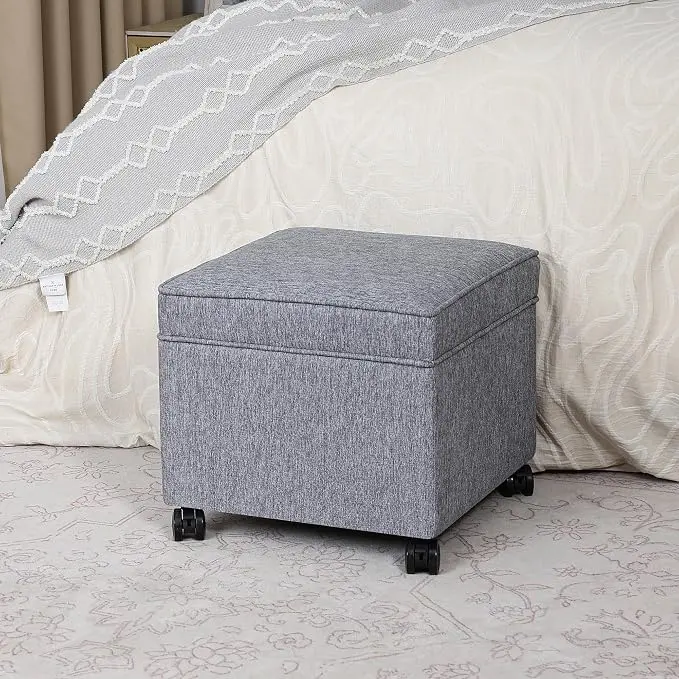 Adeco 17.5 Inch Square Storage Ottoman