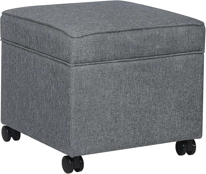 Adeco 17.5" Square Fabric Ottoman