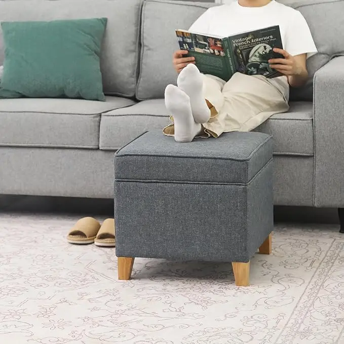 Adeco 17.5" Square Fabric Ottoman