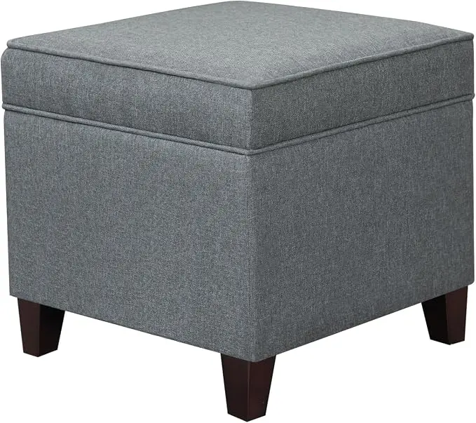 Adeco Chest and Footrest-Square Seat Storage Bench Ottoman