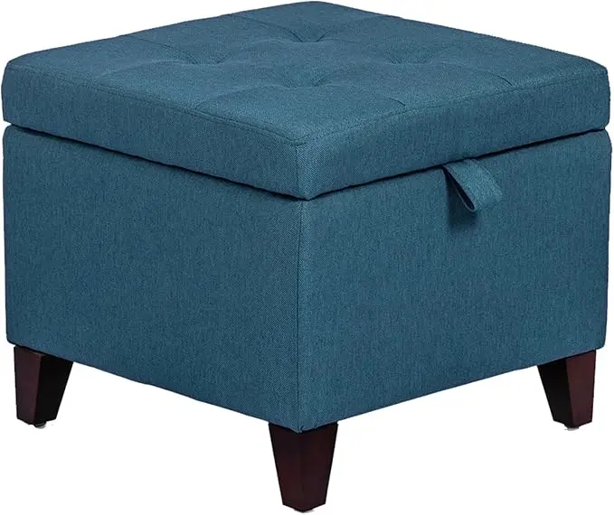 Adeco Square Fabric Storage Ottoman