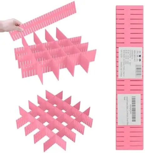 Adjustable Drawer Dividers, Cut to Fit Plastic Organizer Strips, 8-Pack