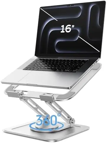 Adjustable Laptop Stand, Computer Stand with 360 Rotating Base
