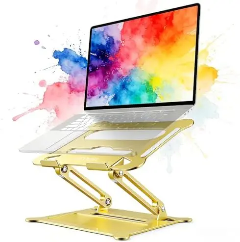 Adjustable Laptop Stand for Desk, 10-15.6“ Laptop Riser, Gold
