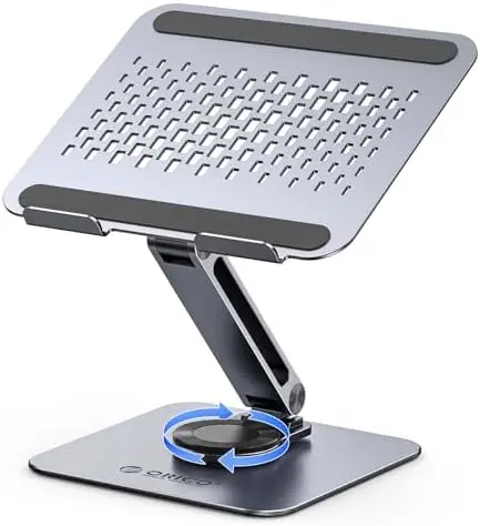 Adjustable Laptop Stand with 360° Rotating Base, Aluminum ST10-Gray