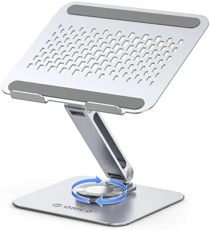 Adjustable Laptop Stand with 360° Rotating Base, Aluminum ST10-Silver