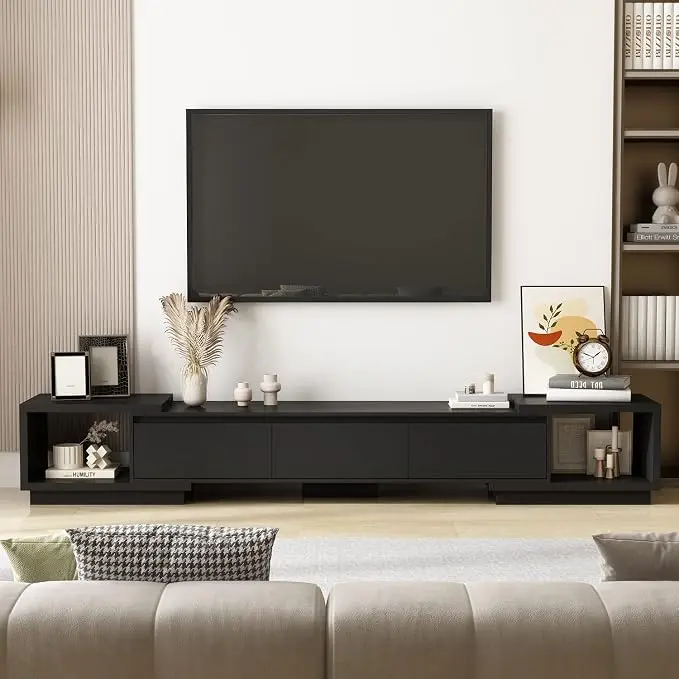 AGOTENI Expandable TV Stand Media Console Table, Modern Entertainment Center