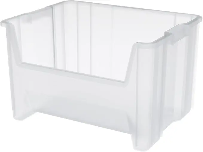 Akro-Mils 13017 Stak-N-Store Heavy Duty Stackable Open Front Plastic Storage Container Bin, (15" x 20" x 12-1/2"), Clear, (3-Pack)