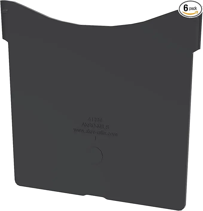 Akro-Mils 41230 Plastic Width Dividers for AkroBins Stackable Storage Bins Model 30230, Custom Storage Inserts for Tools, Crafts & Supplies, 6-Pack, Black