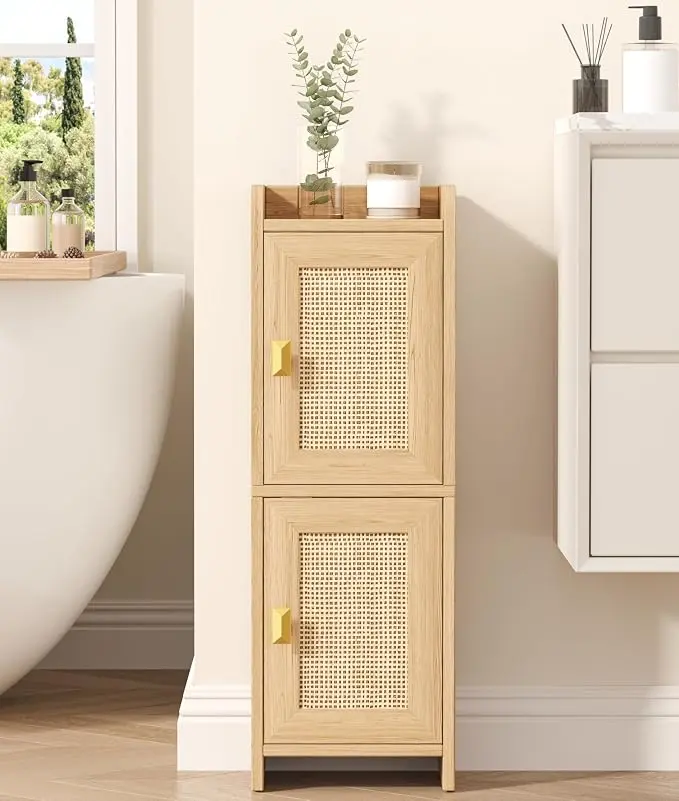 Akxomel Rattan Small Bathroom Cabinet